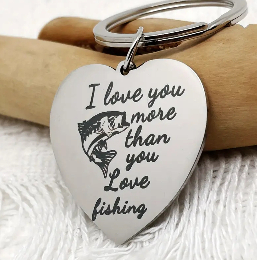 3/$25 I Love You More Than You Love Fishing Heart Stainless Steel Keychain NEW